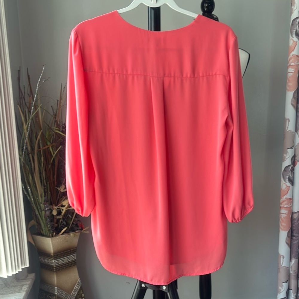 Pleione Orange and Pink Oversized Blouse with Bell Sleeves - Picture 3 of 5